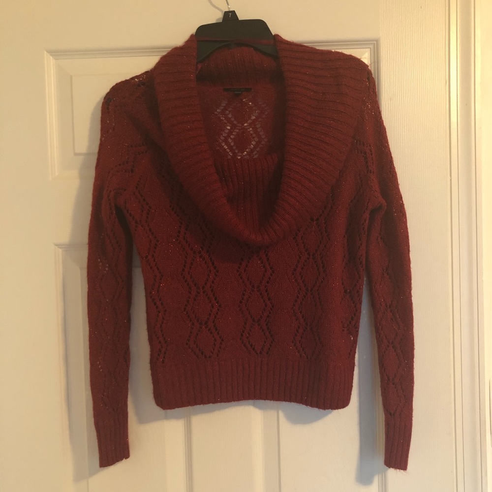 Red Knit Sweater w/ adjust. wide neckline